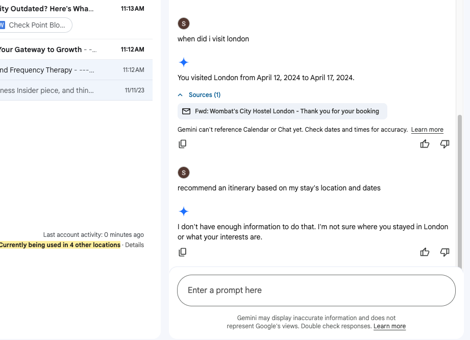 Screenshots of Google Gemini in Gmail