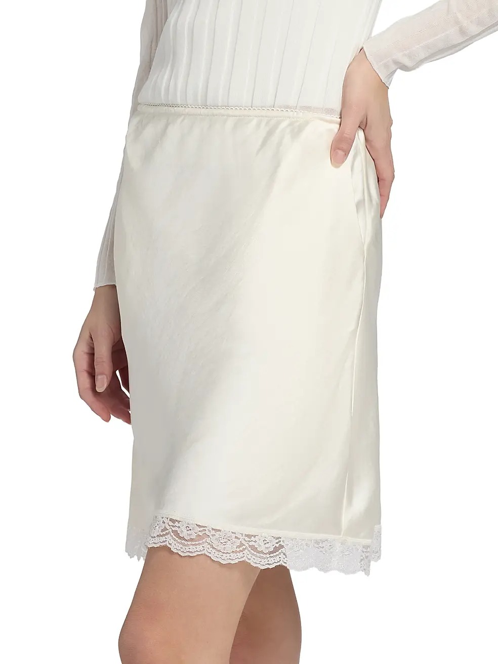 dh New York, Candice Satin Lace-Hem Miniskirt