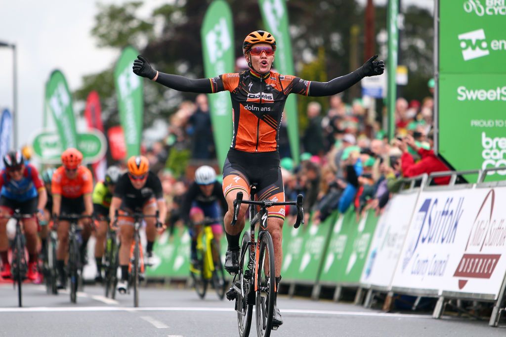 Jolien D'Hoore wins stage 1 at the Ovo Energy Women's Tour