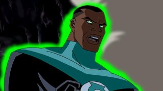 Green Lantern saving Hawkgirl on Justice League