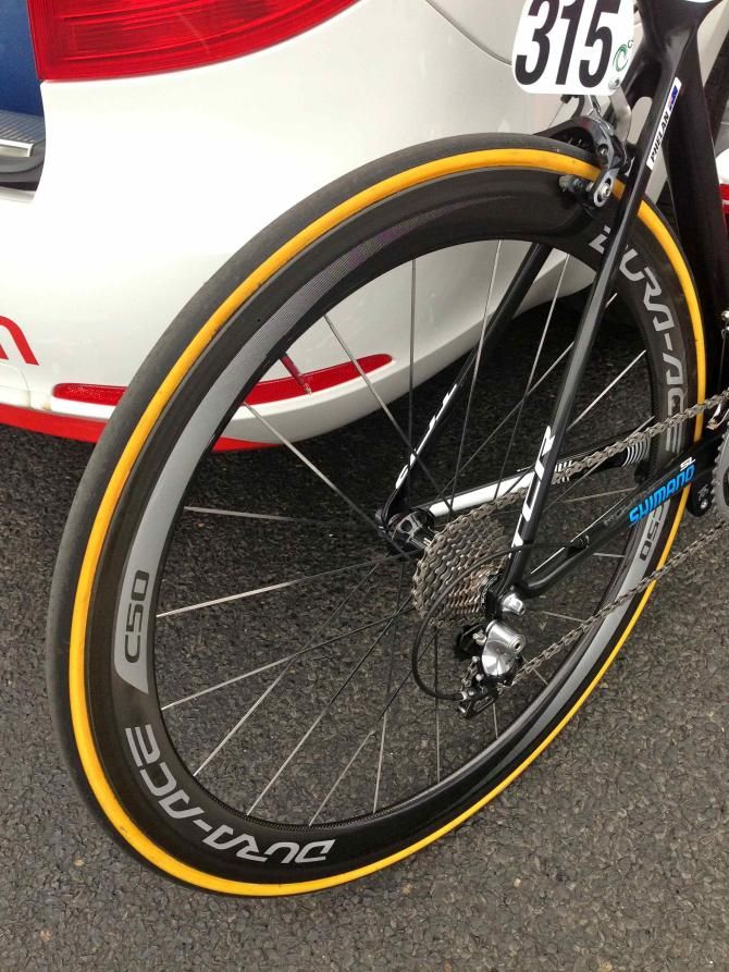Shimano's latest Dura-Ace C50 wheels were being used by Adam Phelan (Drapac) for the road race