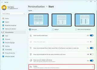 Start Folders settings