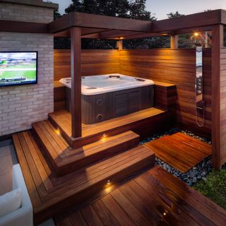 garden area with special deck area and television