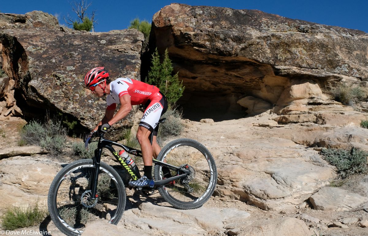 Howard Grotts (Specialized) leading by thirty seconds after a half hour of racing