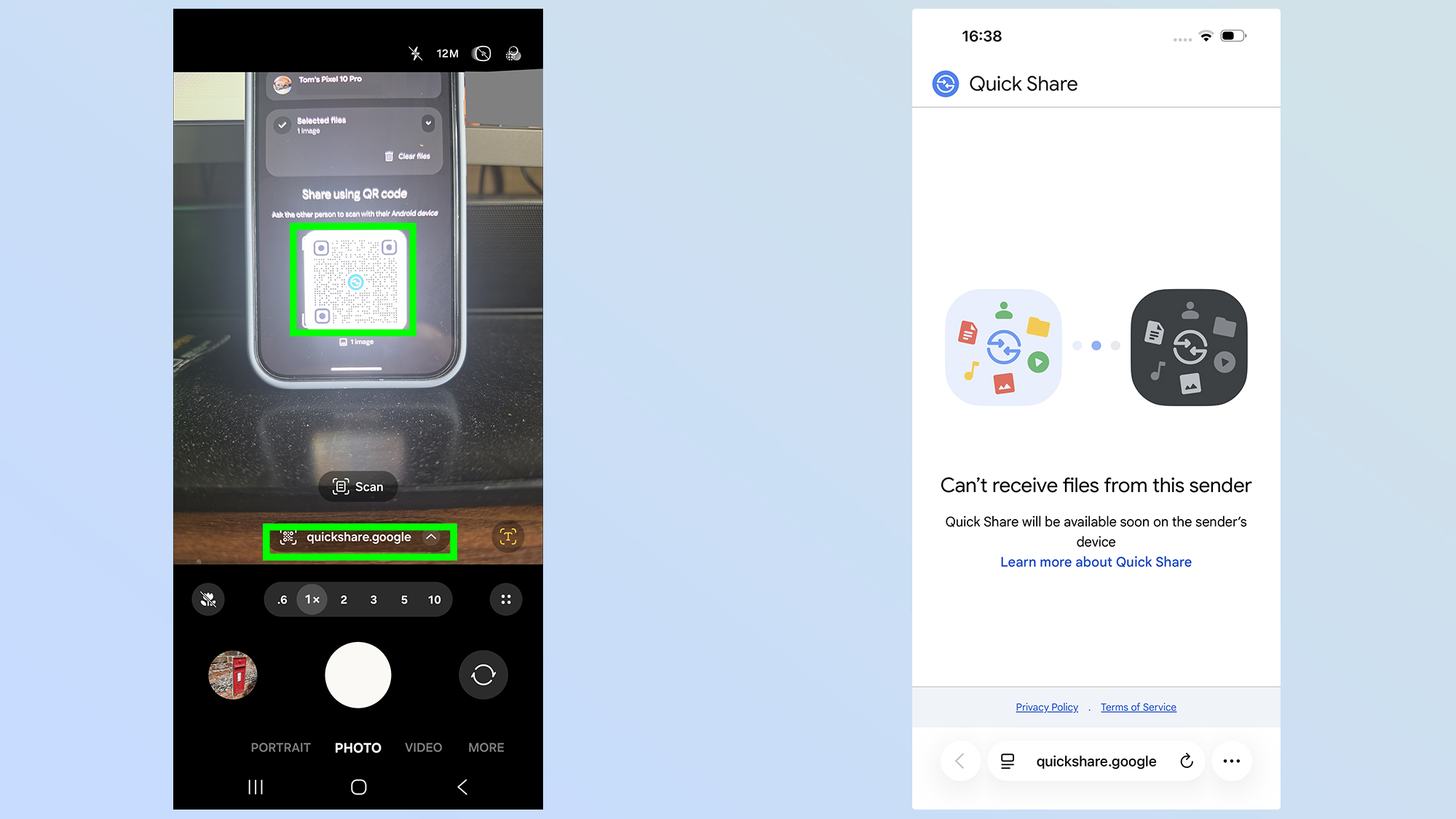 how to share files with qr code using quickshare