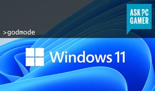 Windows 11 logo background with console command over it