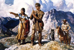 Meriwether Lewis and William Clark relied heavily on Sacagawea&#39;s navigation skills during their westward exploration of the Louisiana Purchase.