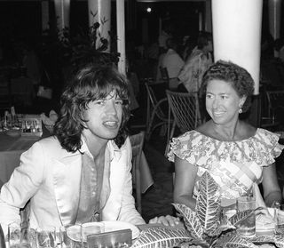 Black and white photograph of Mick Jagger or Princess Margaret