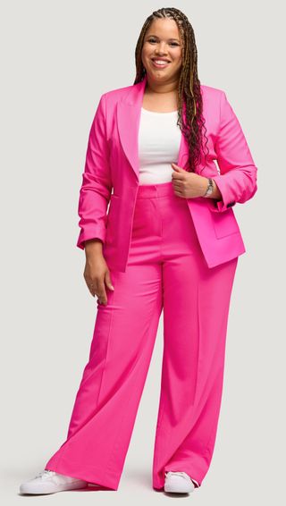 #votingsuitsyou Wide Leg Trouser in Seasonless Wool | Bright Pink