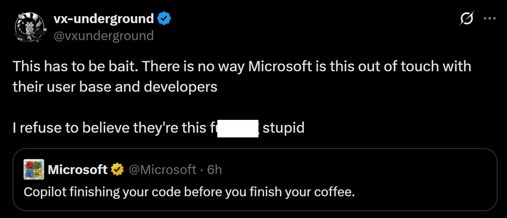 Microsoft tweet negative response