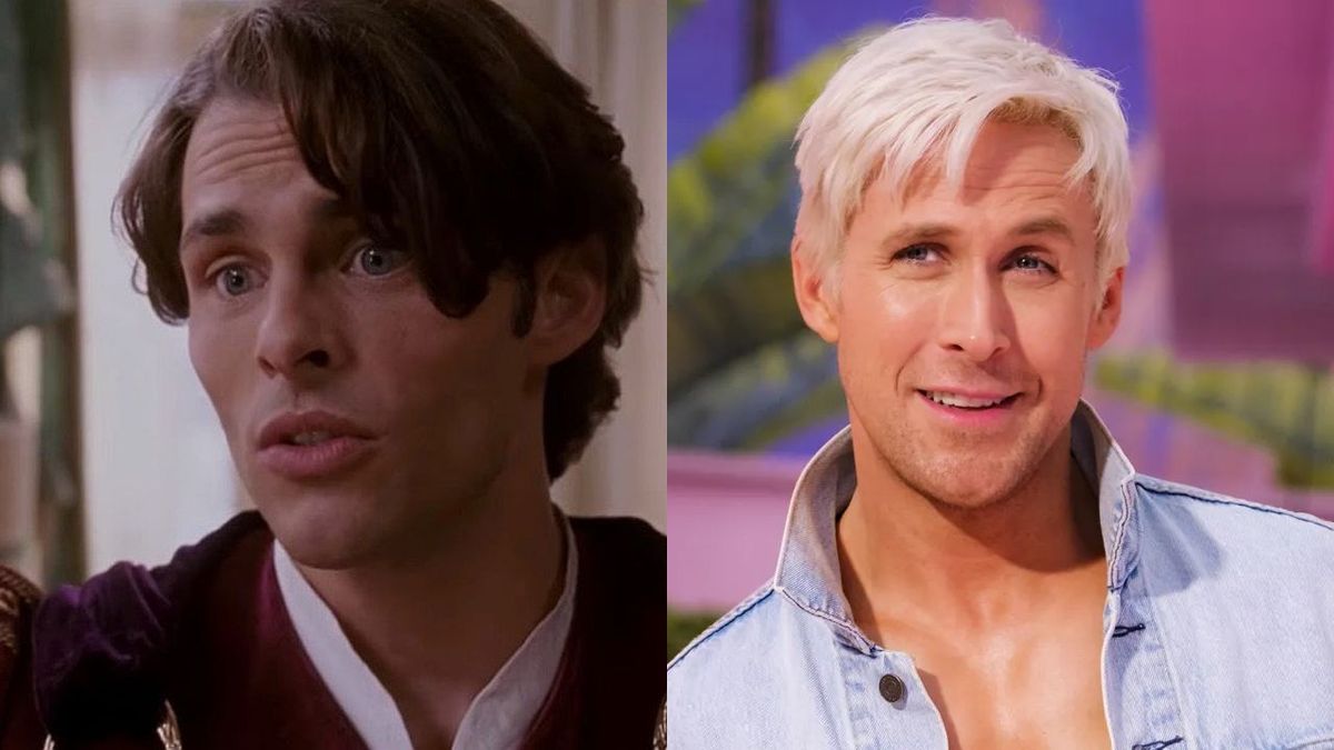 James Marsden in Enchanted/Ryan Gosling in Barbie