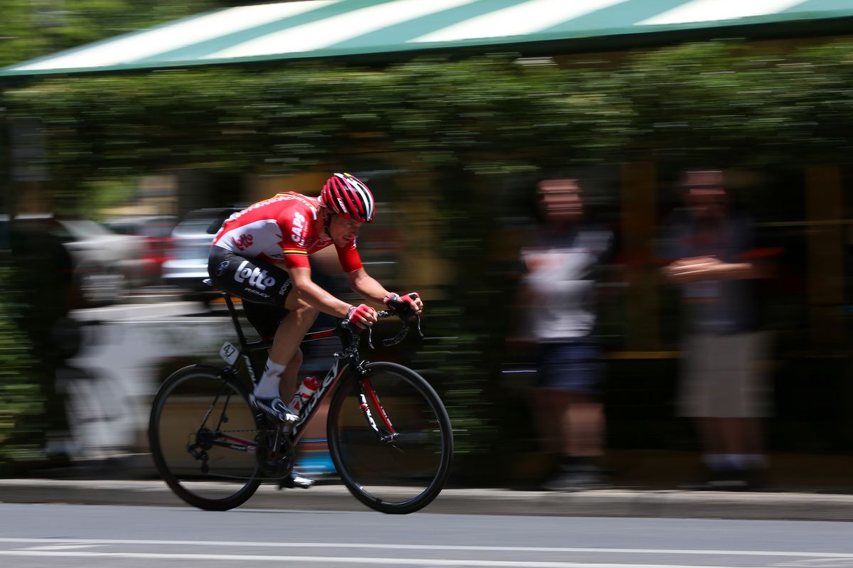 Adam Hansen riding at warp speed on stage 2 of the Tour Down Under
