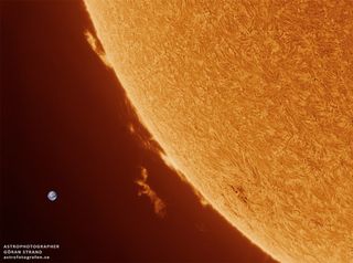 Solar Prominence With Earth for Scale