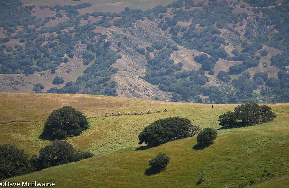 A select group of nine riders traverse the hills on the Sea Otter course