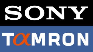 Sony logo above the Tamron logo (featuring the Sony "alpha" character)