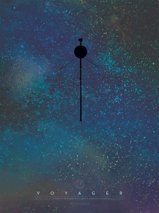 A free Voyager poster from a design team at NASA's Jet Propulsion Laboratory celebrates the long cosmic journey of the two probes.