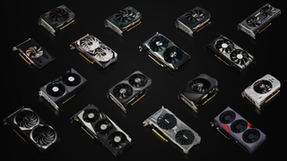 Nvidia graphics cards on a black background