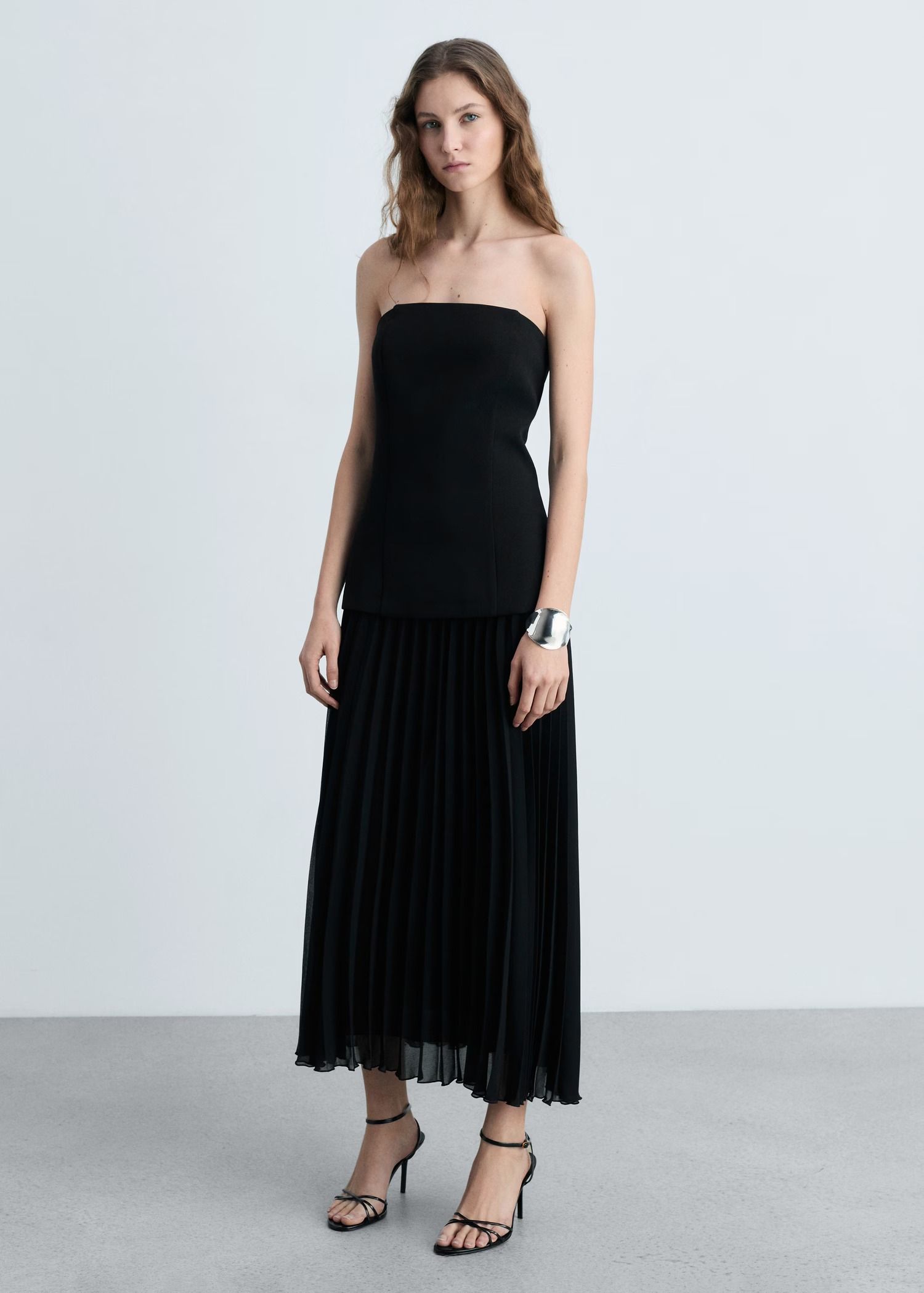 Mango, Combined Strapless Dress