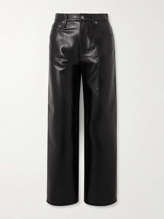 Ren Cropped High-Rise Wide-Leg Leather Pants