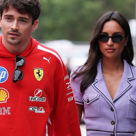 MELBOURNE, AUSTRALIA - MARCH 07: Charles Leclerc of Monaco and Scuderia Ferrari and Alexandra Leclerc arrive in the Paddock prior to final practice ahead of the F1 Grand Prix of Australia at Albert Park Grand Prix Circuit on March 07, 2026 in Melbourne, Australia. 