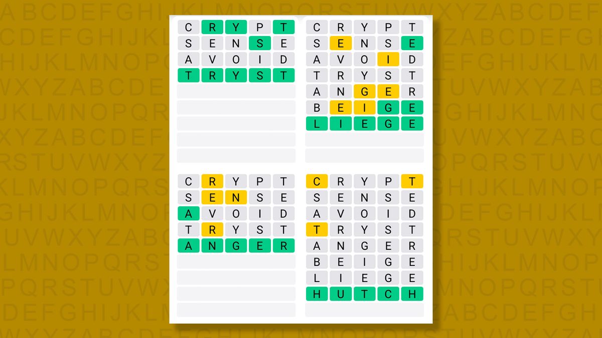 Quordle answers for game 1479 on a yellow background
