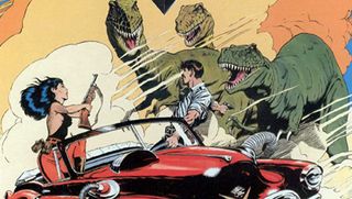 Shooting at dinosaurs while driving a Cadillac, you can't say Cadillacs and dinosaurs didn't live up to its name