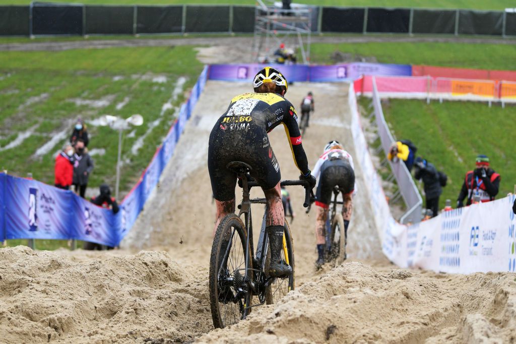 DENDERMONDE BELGIUM DECEMBER 26 Marianne Vos of The Netherlands and JumboVisma Women Team competes during the 2nd Dendermonde UCI CycloCross Worldcup 2021 Womens Elite CXWorldCup UCIcyclocrossWC on December 26 2021 in Dendermonde Belgium Photo by Luc ClaessenGetty Images
