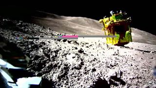 The Smart Lander for Investigating Moon (SLIM), taken by LEV-2 on the moon, released on January 25, 2024.