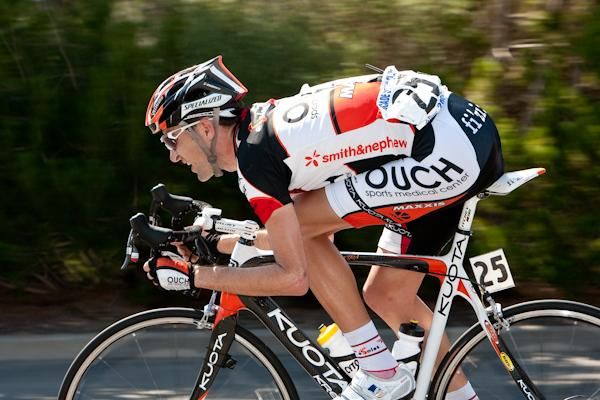 Patrick McCarty (OUCH) gets down towards the finish as quickly as he can.