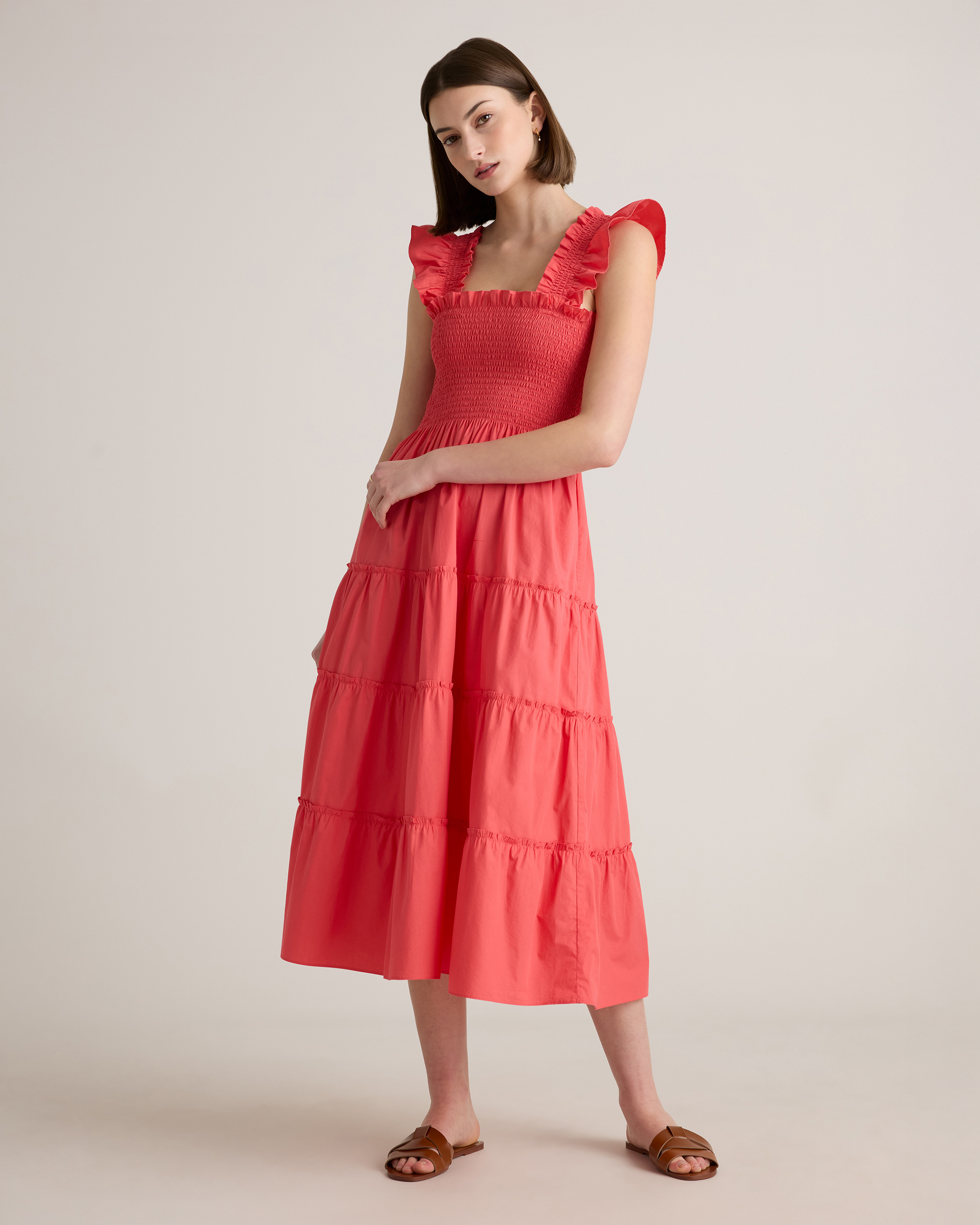100% Organic Cotton Smocked Midi Dress