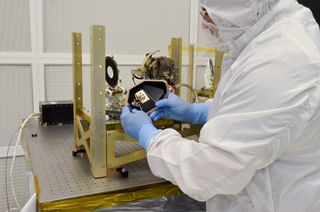 The optical module assemblies on NASA's LCRD spacecraft are tested for pointing accuracy.