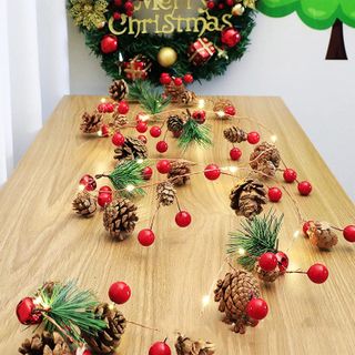 christmas garland with red berries