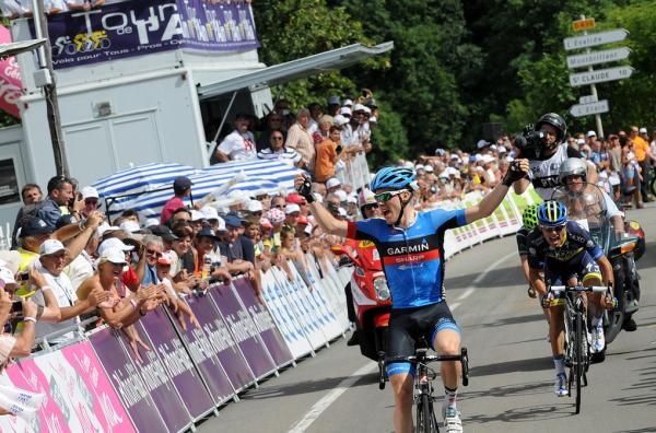 Andrew Talansky (Garmin-Sharp) sprints to victory in stage 4 at the Tour de l'Ain, the American's first win as a pro.