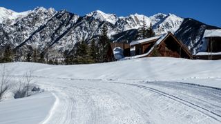 Groomed X country ski track in Colorado