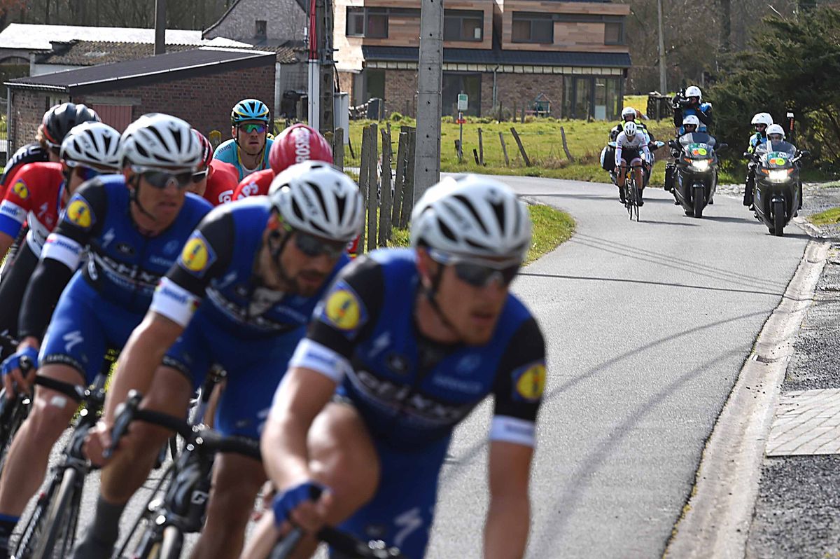 Fabian Cancellara (Trek-Segafredo) with an ill-timed mechanical in E3 Harelbeke