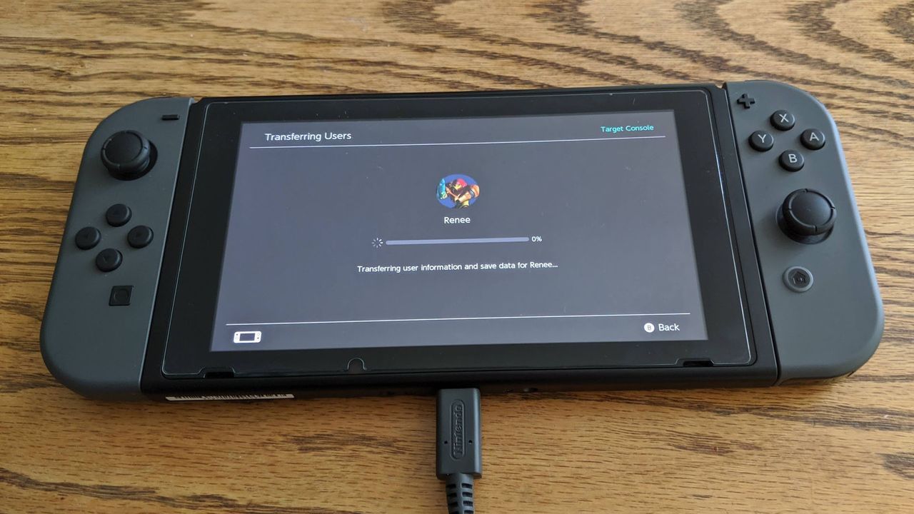 Nintendo Switch transferring data with bar
