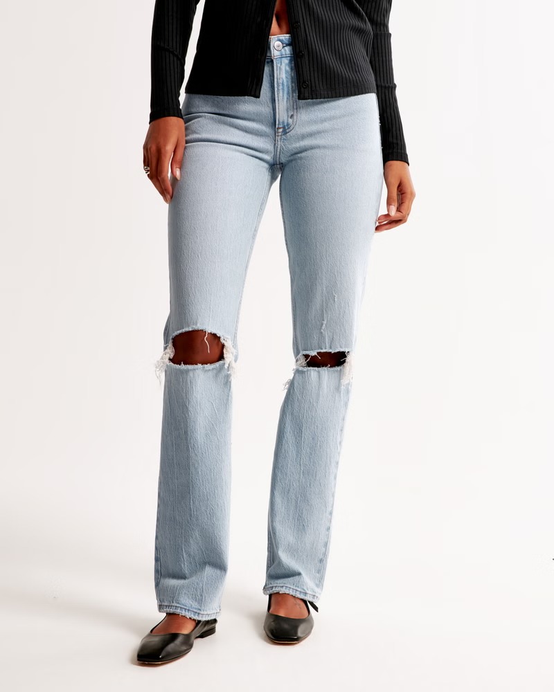Abercrombie &amp;amp; Fitch , Mid Rise 90s Straight Jeans (Were $10) 