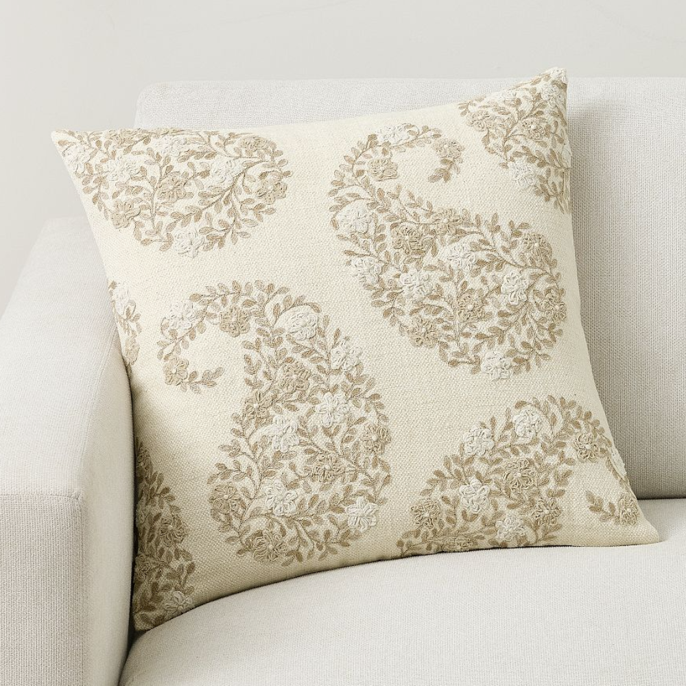 Cream paisley pillow