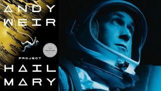 Project Hail Mary book and Ryan Gosling in First Man