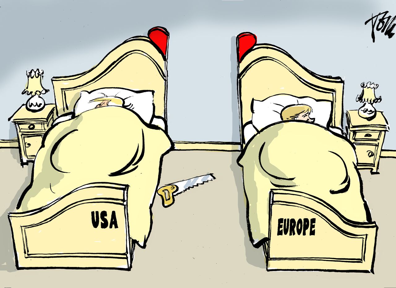 Political cartoon U.S. Trump NATO Europe foreign relations