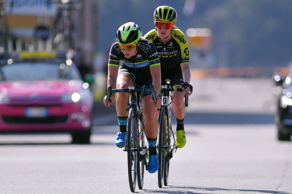 Sharlotte Lucas (Tibco - Svb) and Jessica Allen (Mitchelton-Scott)