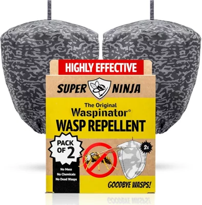Waspinator Twin Pack - Wasp Repellent for Outdoor Areas, Decoy False Wasp Nests, Garden Wasp Deterrent - Artificial Wasp Nest