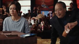 Yo-Yo Ma speaking to Jessica Henwick's character in Glass Onion