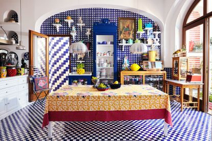 A kitchen filled with Italian style decor