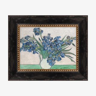 A framed original artwork of Iris flowers