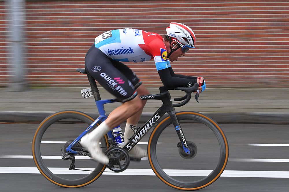 Bob Jungels (Deceuninck-QuickStep) takes a solo victory at Kuurne-Brussel-Kuurne