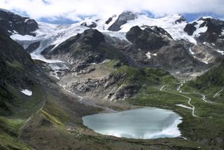 Switzerland's Stein Glacier retreated by about 1,800 feet (550 meters) between 2006 and 2015. The glacier is shown here in 2015.