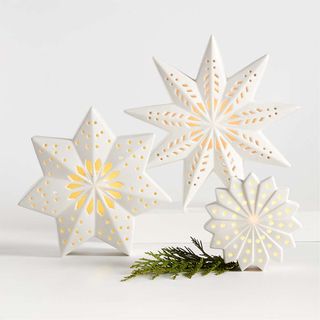 3 ceramic light up snowflakes