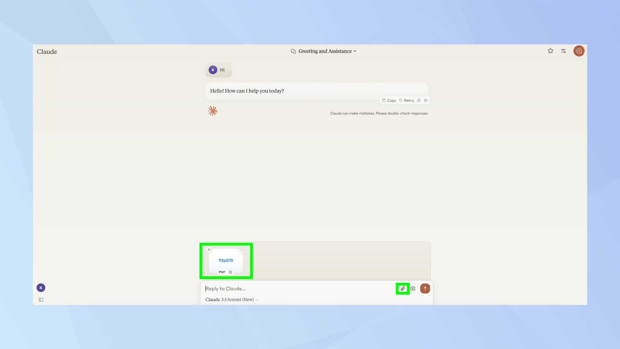 Attach a PDF in Claude