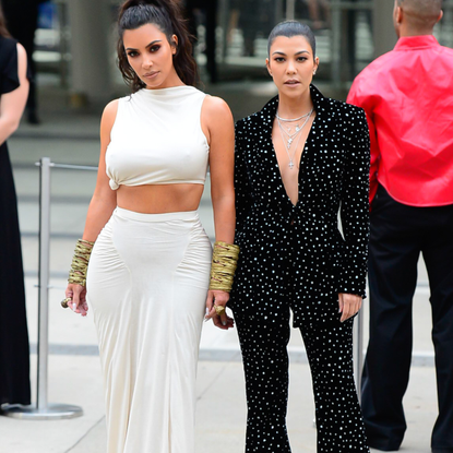 Kim Kardashian,Kourtney Kardashian are seen in Brooklyn on June 4, 2018 in New York City.